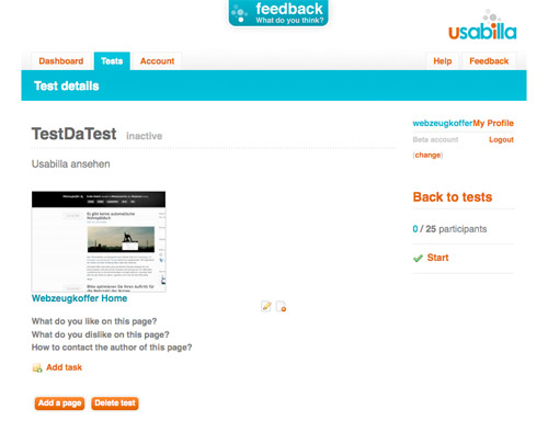 Usabilla Test Overview Usabilla Test Overview