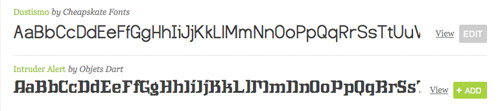 Typekit Schriftauswahl